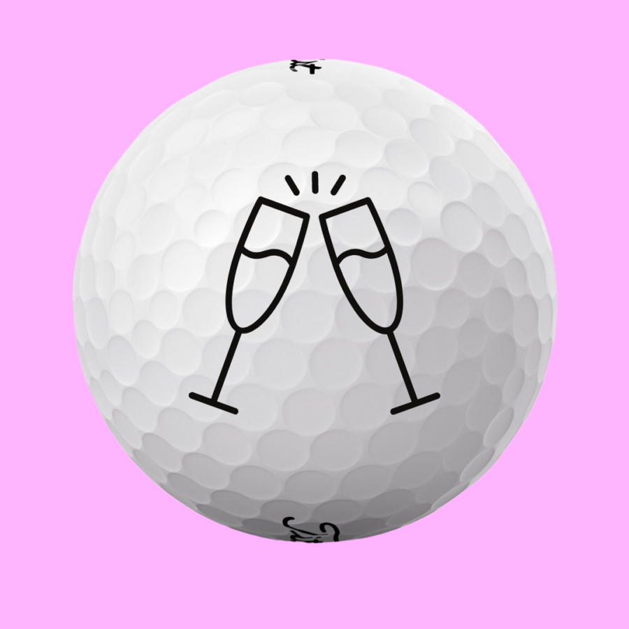 Golfbolde med champagneglas