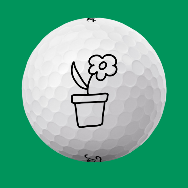 Golfbolde med potteplante