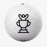 Golfbolde med pokal og jublende mand