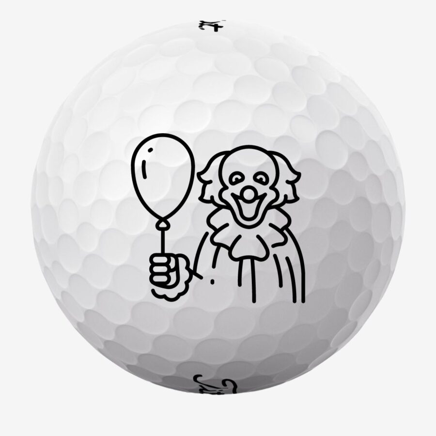 Golfbolde med klovn med ballon