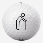 Golfbolde med gammel mand med stok