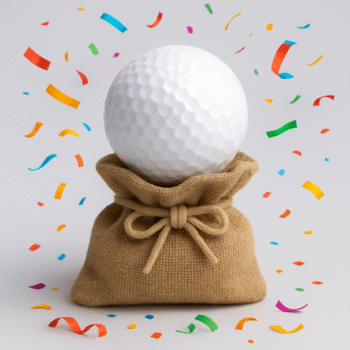 1 stk. golfbold med tekst i gavepose - LAVPRIS