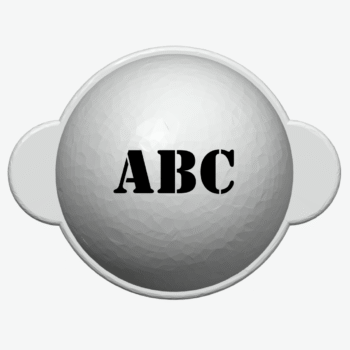 Markeringsredskab til golfbolde - med tekst