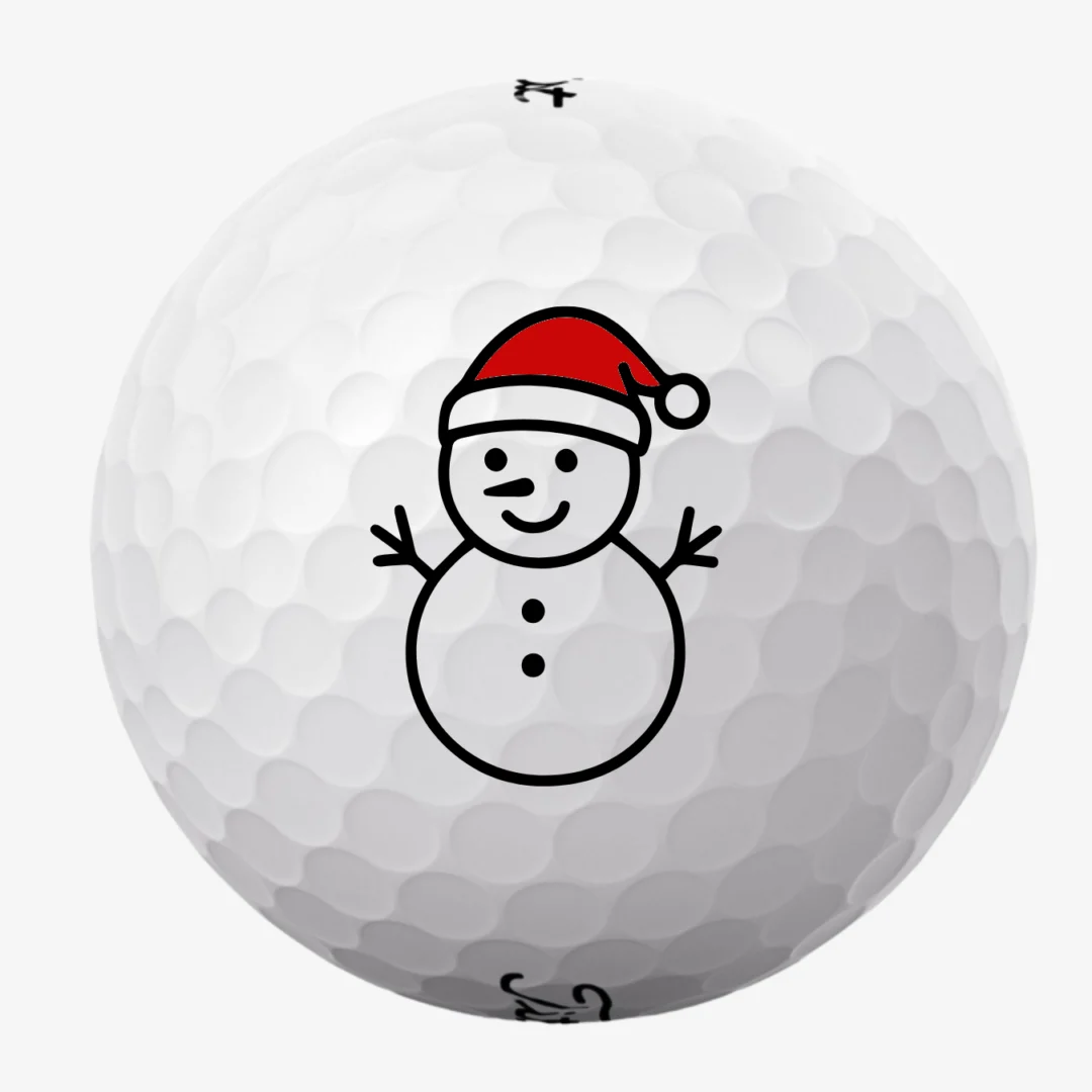Golfbolde med snemand med rød nissehue