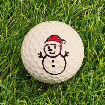 Golfbolde med snemand med rød nissehue - Billede 2